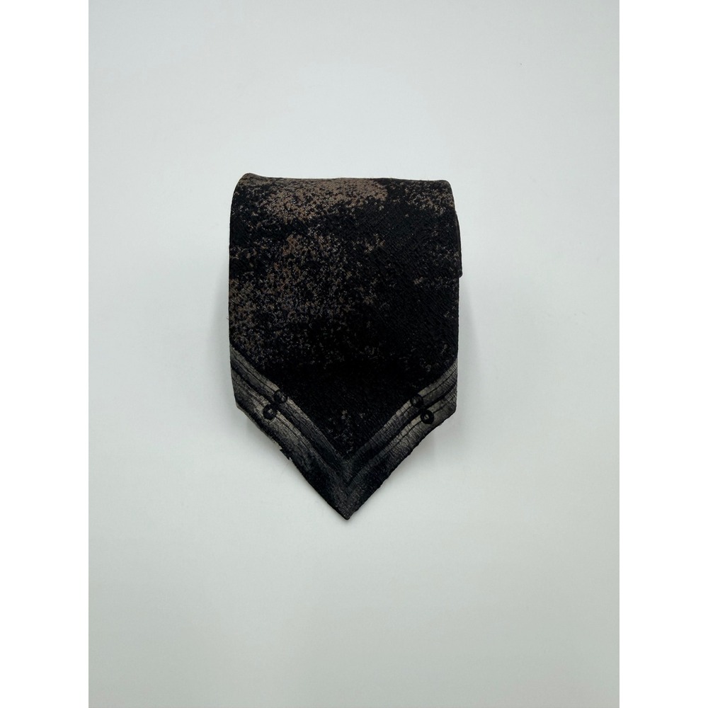 Gianfranco Ferre Mens Silk Tie Abstract Mottled Black Bronze Made in Italy